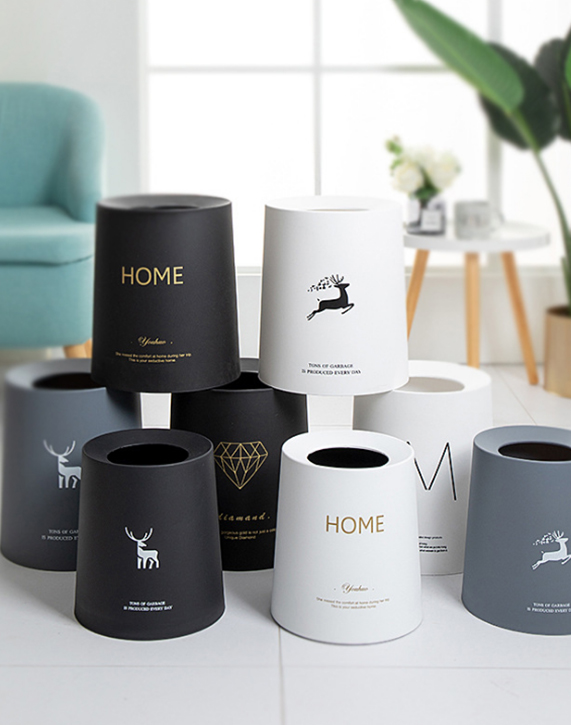 Northern European style double-layer plastic trash can Household