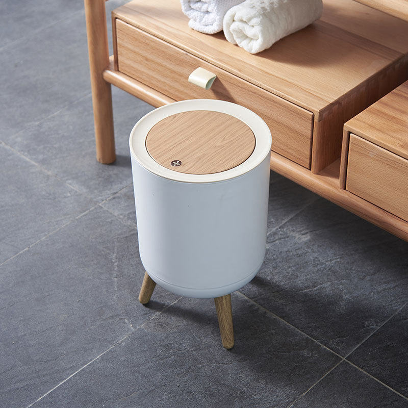 Three feet press trash can with lid